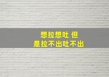 想拉想吐 但是拉不出吐不出